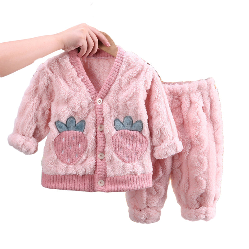 2 Pieces Set Baby Kid Girls Fruit Jackets Outwears And Pants Sleepwears Wholesale 220916558