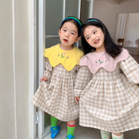 Load image into Gallery viewer, Baby Kid Girls Color-blocking Checked Dresses Wholesale 22091657
