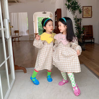 Load image into Gallery viewer, Baby Kid Girls Color-blocking Checked Dresses Wholesale 22091657
