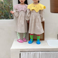 Load image into Gallery viewer, Baby Kid Girls Color-blocking Checked Dresses Wholesale 22091657

