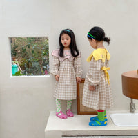 Load image into Gallery viewer, Baby Kid Girls Color-blocking Checked Dresses Wholesale 22091657
