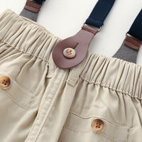 Load image into Gallery viewer, 2 Pieces Set Baby Kid Boys Striped Bow Shirts And Solid Color Jumpsuits Wholesale 220916576
