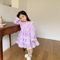 Load image into Gallery viewer, Baby Kid Girls Solid Color Lace Dresses Wholesale 22091678
