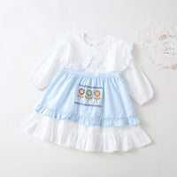 Load image into Gallery viewer, Baby Kid Girls Solid Color Embroidered Dresses Wholesale 22091679
