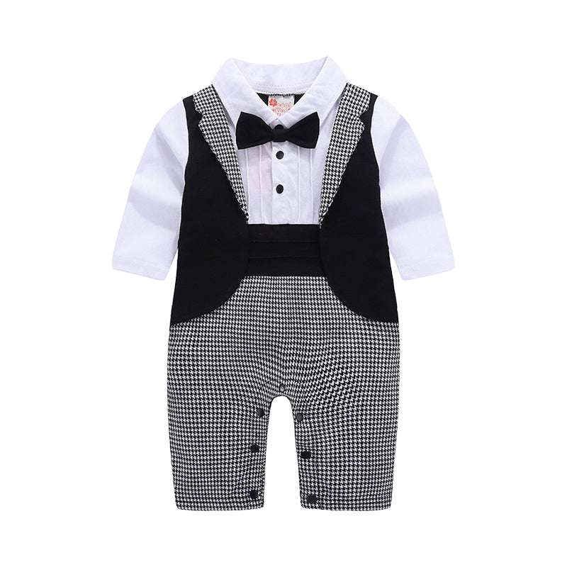 Baby Boys Checked Bow Jumpsuits Wholesale 22092003
