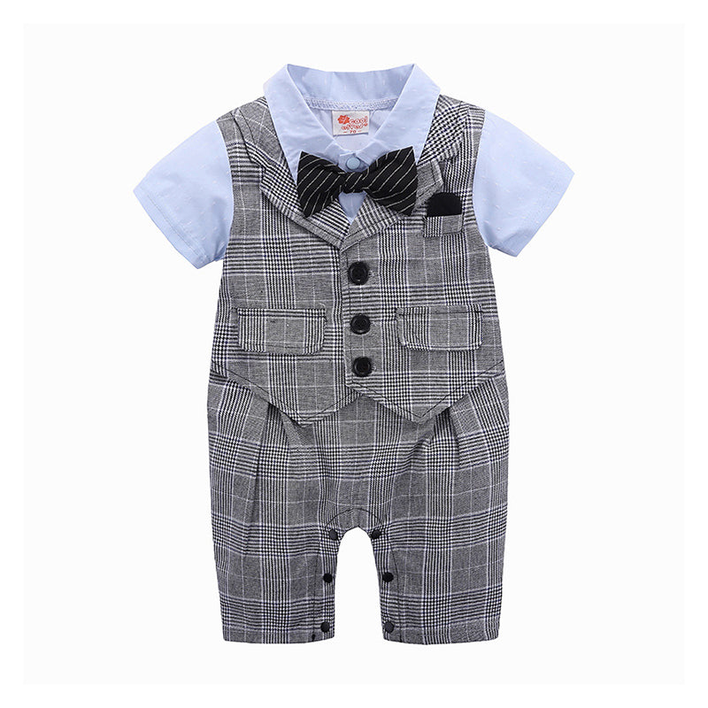 Baby Boys Checked Bow Jumpsuits Wholesale 22092005