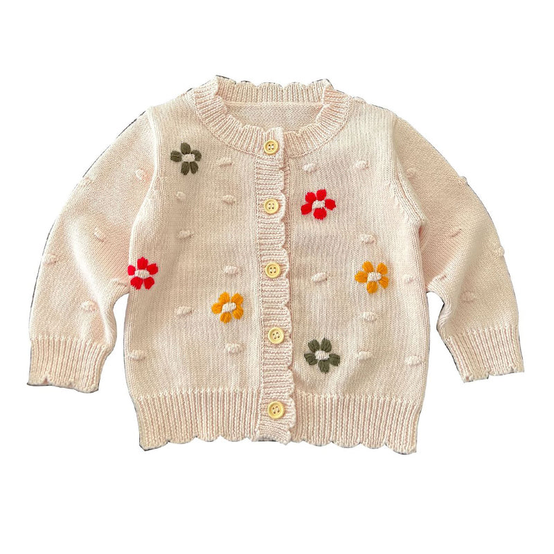 Baby Girls Flower Crochet Embroidered Cardigan Wholesale 220920103