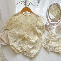 Load image into Gallery viewer, Baby Girls Solid Color Flower Print Jumpsuits Wholesale 220920119
