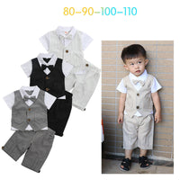 Load image into Gallery viewer, 2 Pieces Set Baby Kid Boys Birthday Striped Color-blocking Bow Tops And Shorts Wholesale 22092014
