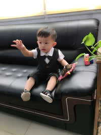 Load image into Gallery viewer, 2 Pieces Set Baby Kid Boys Birthday Striped Color-blocking Bow Tops And Shorts Wholesale 22092014
