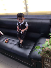 Load image into Gallery viewer, 2 Pieces Set Baby Kid Boys Birthday Striped Color-blocking Bow Tops And Shorts Wholesale 22092014
