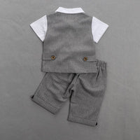 Load image into Gallery viewer, 2 Pieces Set Baby Kid Boys Birthday Striped Color-blocking Bow Tops And Shorts Wholesale 22092014
