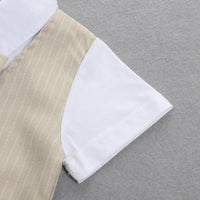 Load image into Gallery viewer, 2 Pieces Set Baby Kid Boys Birthday Striped Color-blocking Bow Tops And Shorts Wholesale 22092014
