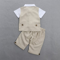 Load image into Gallery viewer, 2 Pieces Set Baby Kid Boys Birthday Striped Color-blocking Bow Tops And Shorts Wholesale 22092014
