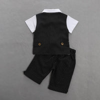 Load image into Gallery viewer, 2 Pieces Set Baby Kid Boys Birthday Striped Color-blocking Bow Tops And Shorts Wholesale 22092014
