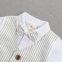 Load image into Gallery viewer, 2 Pieces Set Baby Kid Boys Birthday Striped Color-blocking Bow Tops And Shorts Wholesale 22092014
