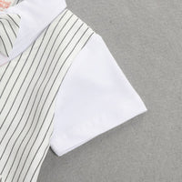 Load image into Gallery viewer, 2 Pieces Set Baby Kid Boys Birthday Striped Color-blocking Bow Tops And Shorts Wholesale 22092014
