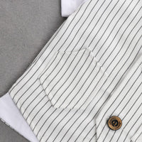 Load image into Gallery viewer, 2 Pieces Set Baby Kid Boys Birthday Striped Color-blocking Bow Tops And Shorts Wholesale 22092014
