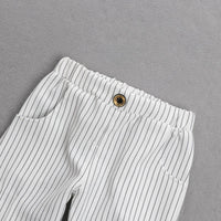 Load image into Gallery viewer, 2 Pieces Set Baby Kid Boys Birthday Striped Color-blocking Bow Tops And Shorts Wholesale 22092014
