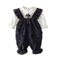 Load image into Gallery viewer, 2 Pieces Set Baby Kid Girls Blouses And Polka dots Jumpsuits Wholesale 220920145
