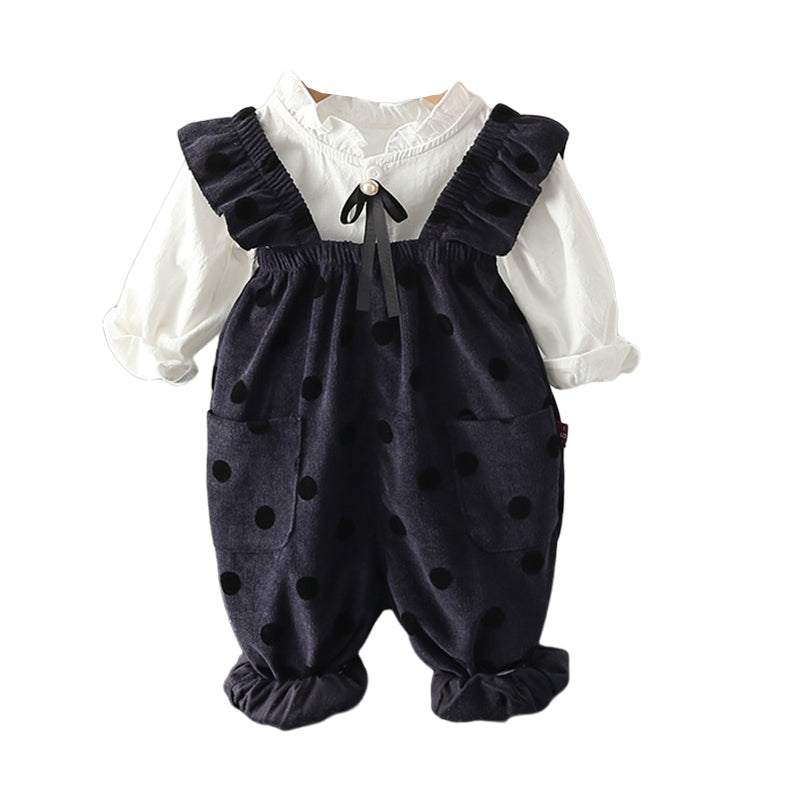 2 Pieces Set Baby Kid Girls Blouses And Polka dots Jumpsuits Wholesale 220920145