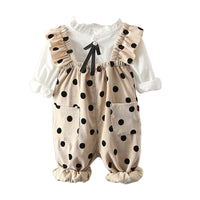 Load image into Gallery viewer, 2 Pieces Set Baby Kid Girls Blouses And Polka dots Jumpsuits Wholesale 220920145
