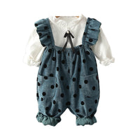 Load image into Gallery viewer, 2 Pieces Set Baby Kid Girls Blouses And Polka dots Jumpsuits Wholesale 220920145
