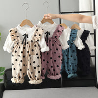 Load image into Gallery viewer, 2 Pieces Set Baby Kid Girls Blouses And Polka dots Jumpsuits Wholesale 220920145
