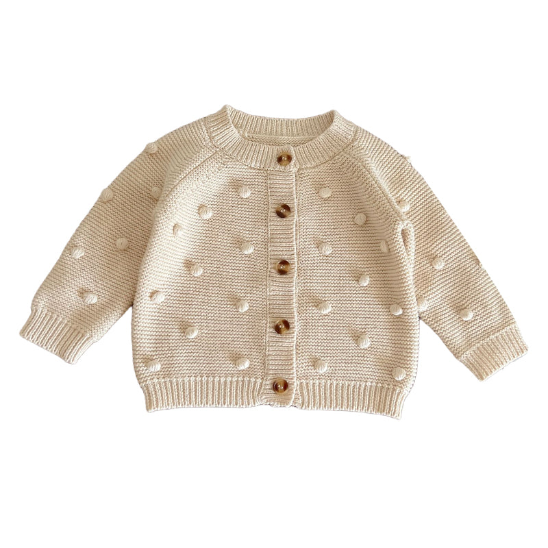 Baby Girls Solid Color Polka dots Cardigan Knitwear Wholesale 220920156