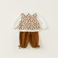 Load image into Gallery viewer, 3 Pieces Set Baby Kid Girls Flower Print Vests Waistcoats Solid Color Tops And Pants Wholesale 220920159
