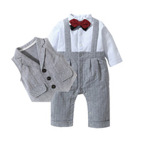 Load image into Gallery viewer, 2 Pieces Set Baby Boys Birthday Striped Color-blocking Bow Jumpsuits And Vests Waistcoats Wholesale 22092019
