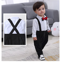 Load image into Gallery viewer, 2 Pieces Set Baby Boys Birthday Striped Color-blocking Bow Jumpsuits And Vests Waistcoats Wholesale 22092019

