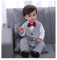 Load image into Gallery viewer, 2 Pieces Set Baby Boys Birthday Striped Color-blocking Bow Jumpsuits And Vests Waistcoats Wholesale 22092019
