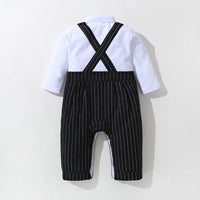 Load image into Gallery viewer, 2 Pieces Set Baby Boys Birthday Striped Color-blocking Bow Jumpsuits And Vests Waistcoats Wholesale 22092019
