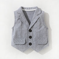 Load image into Gallery viewer, 2 Pieces Set Baby Boys Birthday Striped Color-blocking Bow Jumpsuits And Vests Waistcoats Wholesale 22092019
