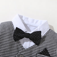 Load image into Gallery viewer, 2 Pieces Set Baby Kid Boys Birthday Striped Color-blocking Houndstooth Bow Tops And Pants Wholesale 22092020
