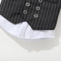 Load image into Gallery viewer, 2 Pieces Set Baby Kid Boys Birthday Striped Color-blocking Houndstooth Bow Tops And Pants Wholesale 22092020
