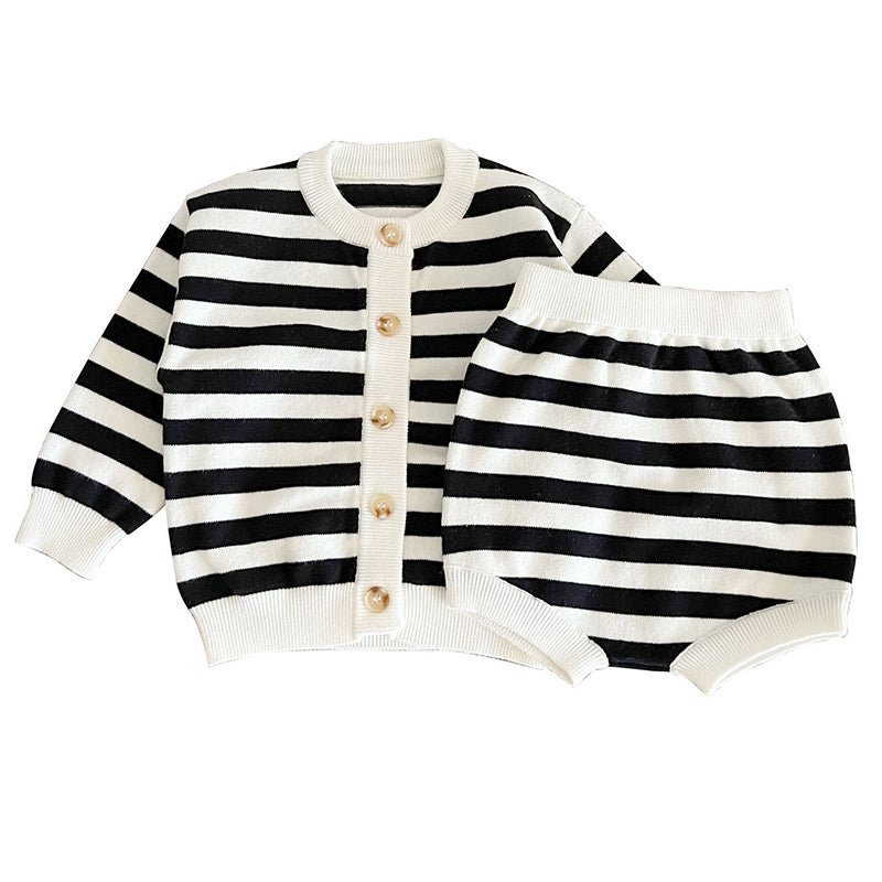 2 Pieces Set Baby Kid Unisex Striped Cardigan And Shorts Wholesale 220920218