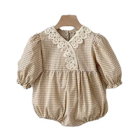Load image into Gallery viewer, Baby Girls Checked Rompers Wholesale 220920262
