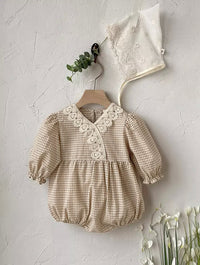 Load image into Gallery viewer, Baby Girls Checked Rompers Wholesale 220920262

