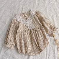 Load image into Gallery viewer, Baby Girls Checked Rompers Wholesale 220920262
