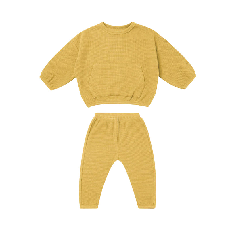 2 Pieces Set Baby Kid Unisex Solid Color Tops And Pants Wholesale 220920279