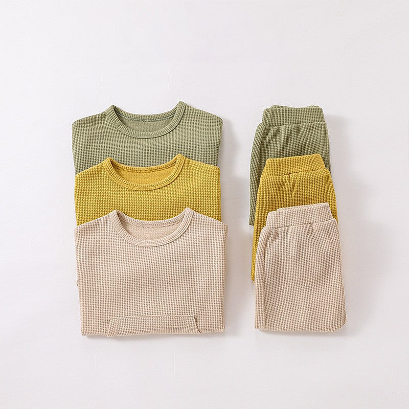 2 Pieces Set Baby Kid Unisex Solid Color Tops And Pants Wholesale 220920279