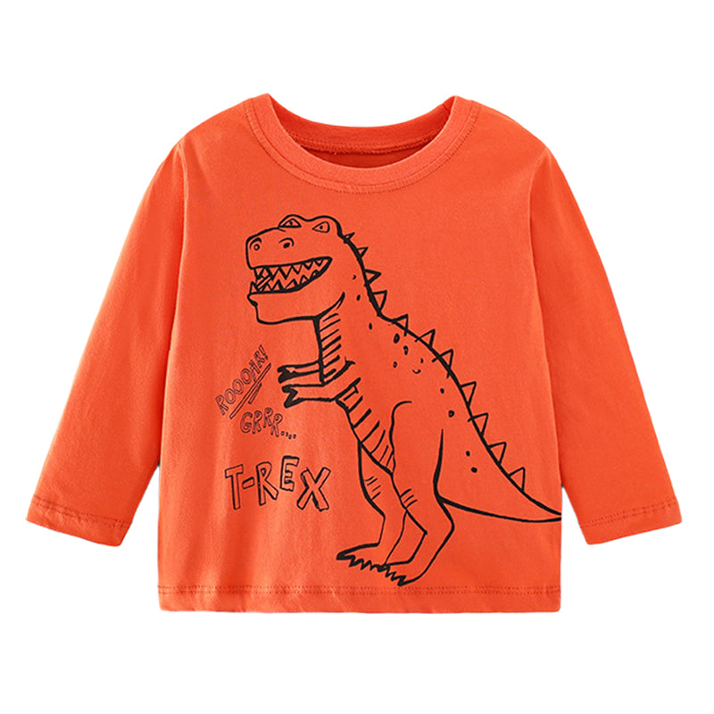 Baby Kid Boys Letters Dinosaur Cartoon Print Tops Wholesale 220920291