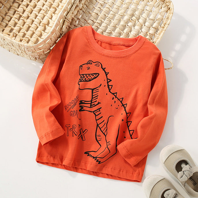 Baby Kid Boys Letters Dinosaur Cartoon Print Tops Wholesale 220920291