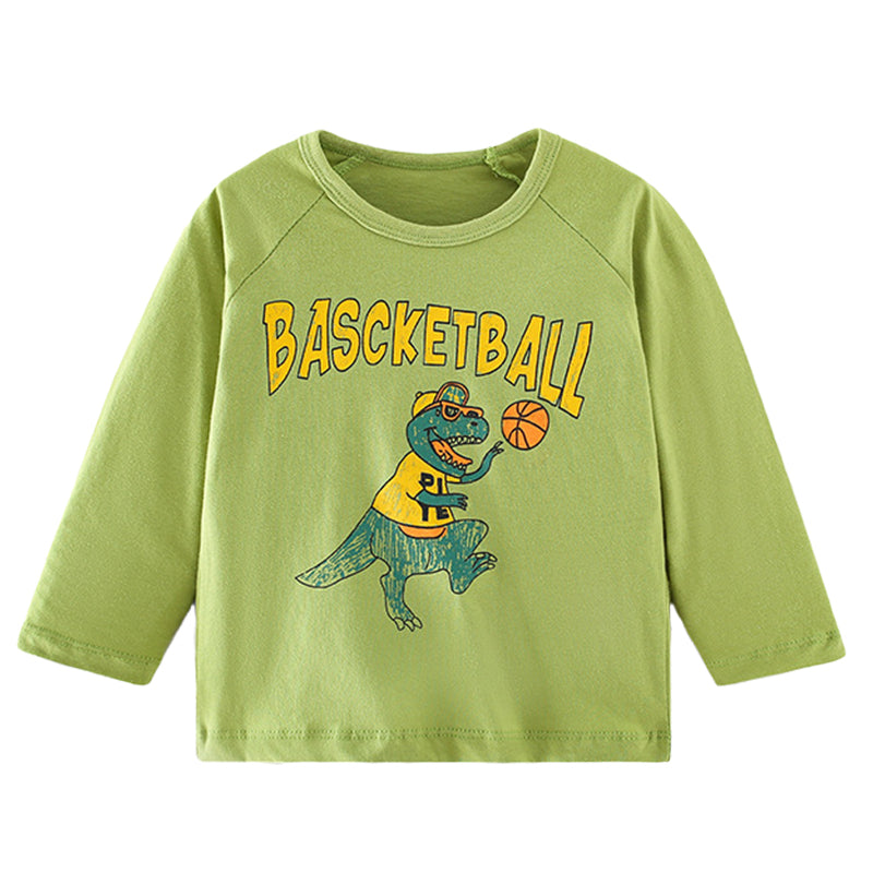 Baby Kid Boys Letters Dinosaur Cartoon Print Tops Wholesale 220920292