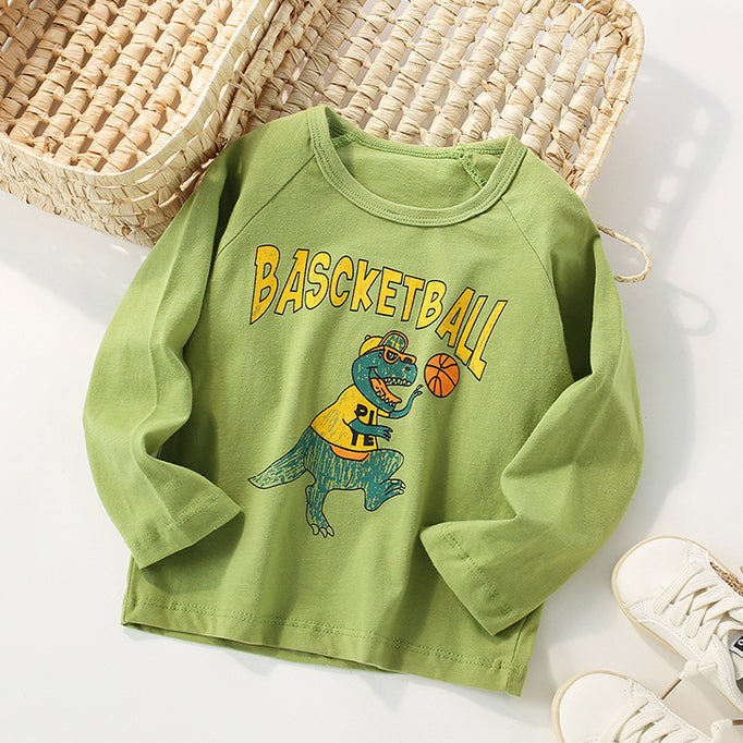 Baby Kid Boys Letters Dinosaur Cartoon Print Tops Wholesale 220920292