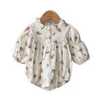 Load image into Gallery viewer, Baby Girls Solid Color Flower Print Rompers Wholesale 220920299
