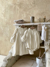 Load image into Gallery viewer, Baby Girls Solid Color Flower Print Rompers Wholesale 220920299
