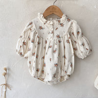 Load image into Gallery viewer, Baby Girls Solid Color Flower Print Rompers Wholesale 220920299
